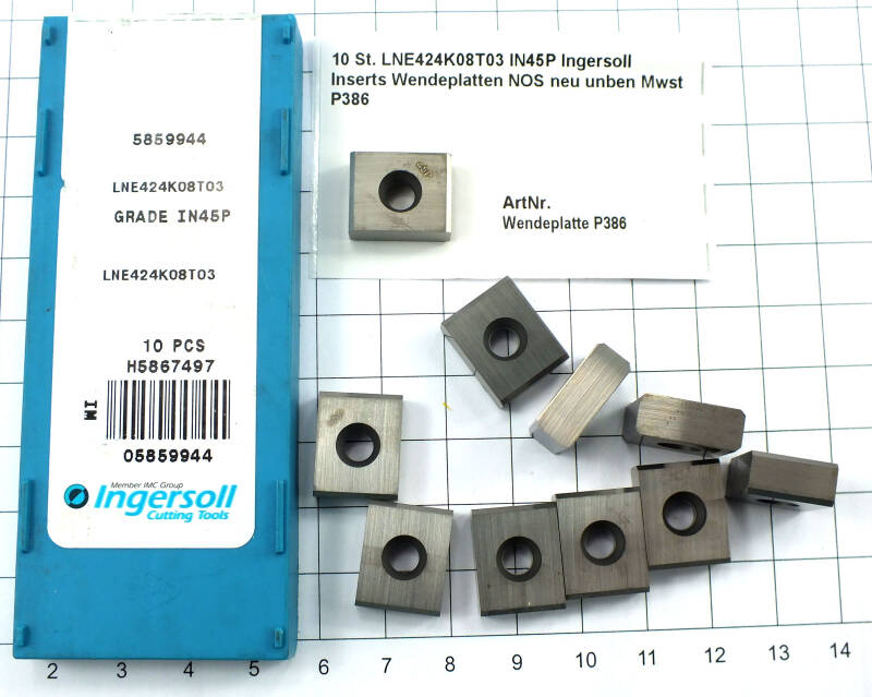 10 St. LNE424K08T03 IN45P Ingersoll Inserts Wendeplatten NOS neu unben   P386