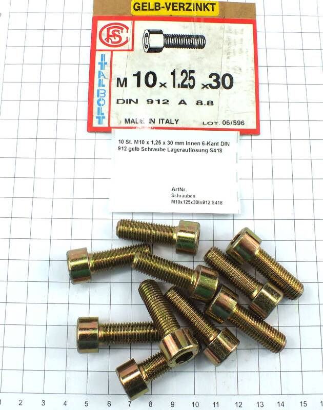 M10 x 60/30 Verzinkt Gelb 10er Pack Flachrundschrauben ohne Muttern INT 7231 