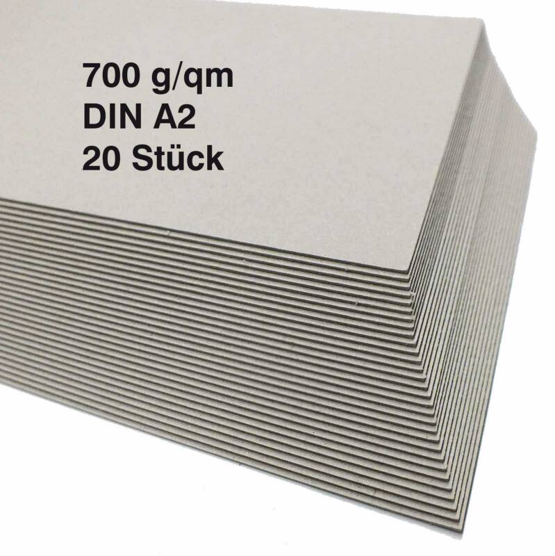 20 St DIN A2 Maschinengraukarton Graupappe 700 g/qm ca 1,0 mm stark Graukarton 