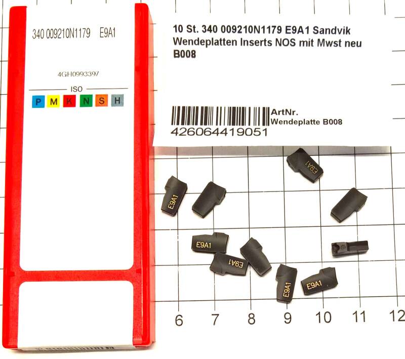 10 St. 340 009210N1179 E9A1 Sandvik Wendeplatten Inserts NOS mit Mwst neu B008