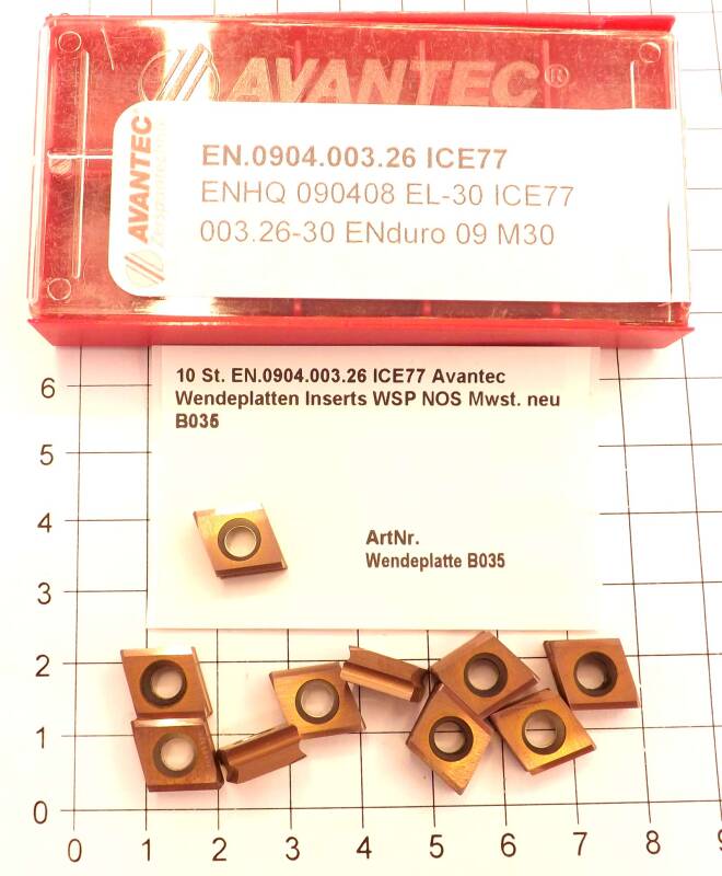 10 St. EN.0904.003.26 ICE77 Avantec Wendeplatten Inserts WSP NOS  . neu B035