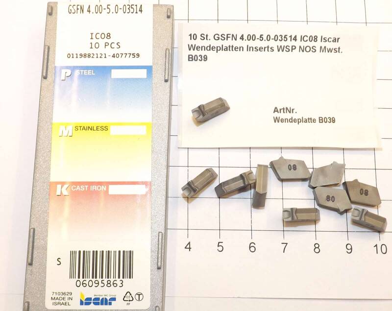 10 St. GSFN 4.00-5.0-03514 IC08 Iscar Wendeplatten Inserts WSP NOS  . B039