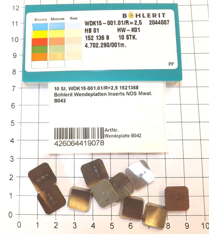 10 St. WDK15-001.01/R=2,5 1521368 Böhlerit Wendeplatten Inserts NOS  . B042