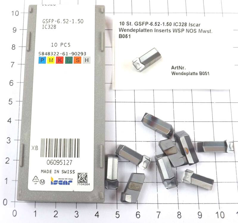 10 St. GSFP-6.52-1.50 IC328 Iscar Wendeplatten Inserts WSP NOS Mwst. B051