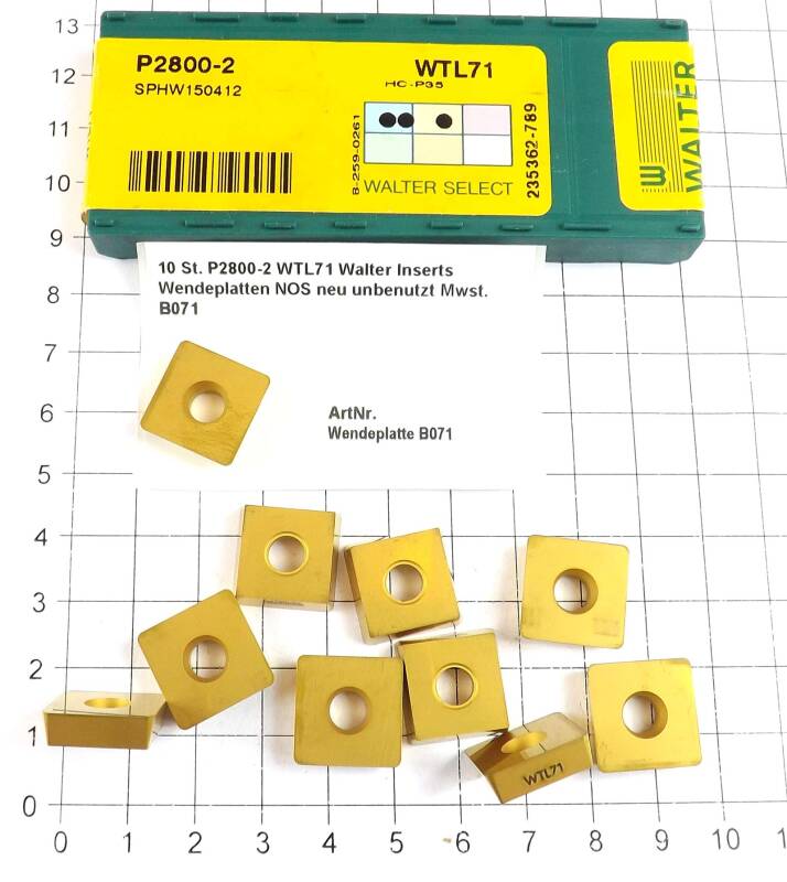 10 St. P2800-2 WTL71 Walter Inserts Wendeplatten NOS neu unbenutzt Mwst. B071