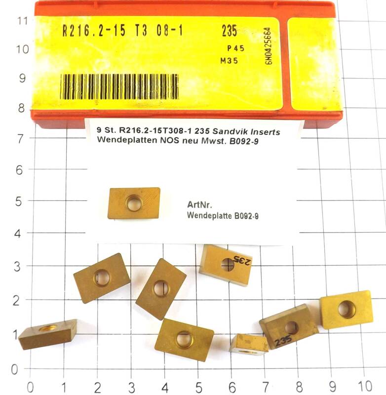 9 St. R216.2-15T308-1 235 Sandvik Inserts Wendeplatten NOS neu  . B092-9