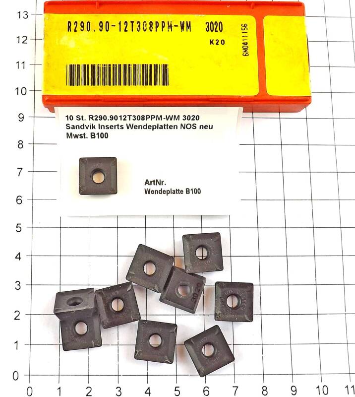 10 St. R290.9012T308PPM-WM 3020 Sandvik Inserts Wendeplatten NOS neu  . B100