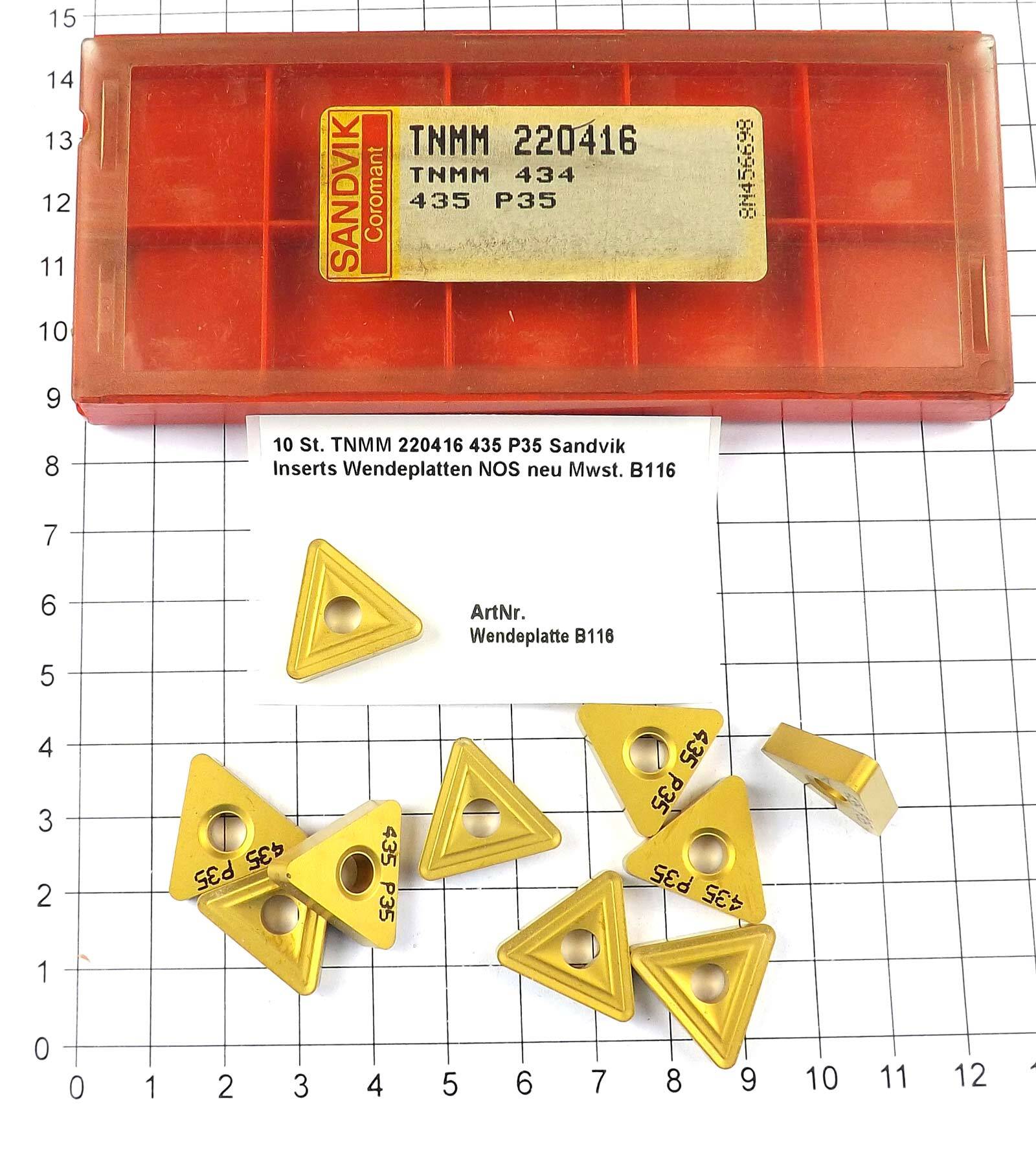 10 St. TNMM 220416 435 P35 Sandvik Inserts Wendeplatten NOS neu Mwst., 44,16
