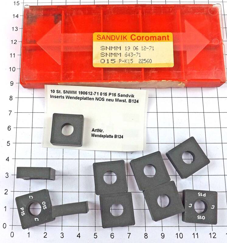 10 St. SNMM 190612-71 015 P15 Sandvik Inserts Wendeplatten NOS neu  . B124