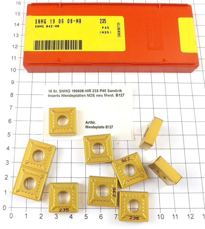 10 St. SNMG 190608-MR 235 P45 Sandvik Inserts Wendeplatten NOS neu  . B127