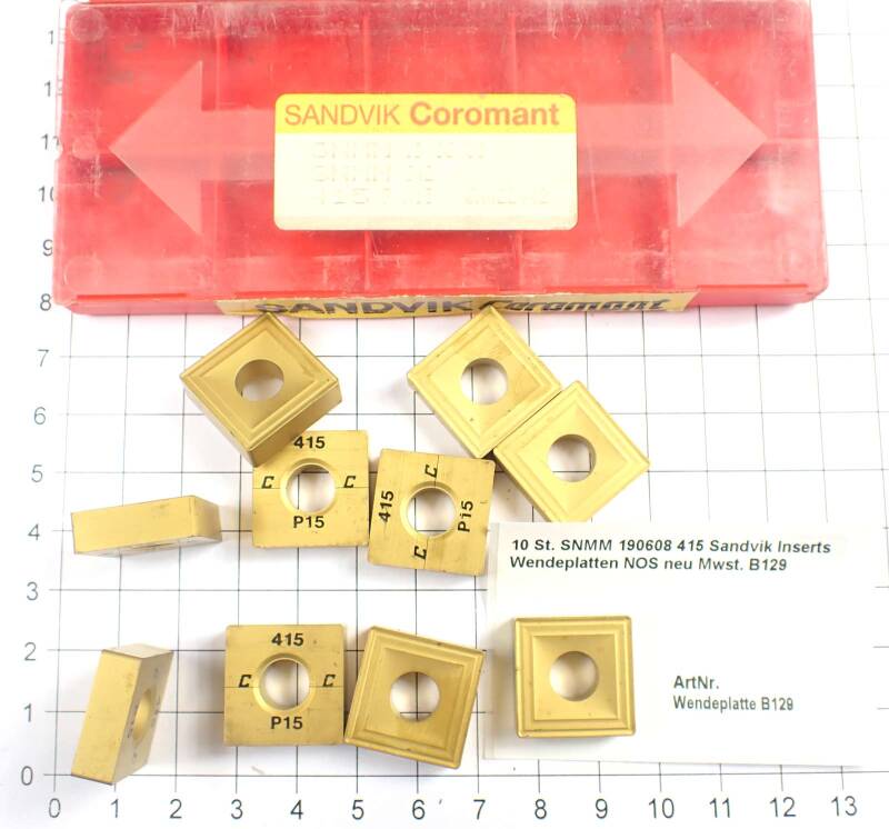 10 St. SNMM 190608 415 Sandvik Inserts Wendeplatten NOS neu  . B129