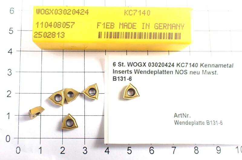 6 St. WOGX 03020424 KC7140 Kennametal Inserts Wendeplatten NOS neu Mwst. B131-6