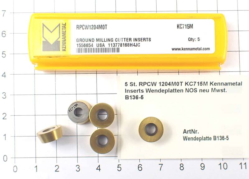 5 St. RPCW 1204M0T KC715M Kennametal Inserts Wendeplatten NOS neu  . B136-5