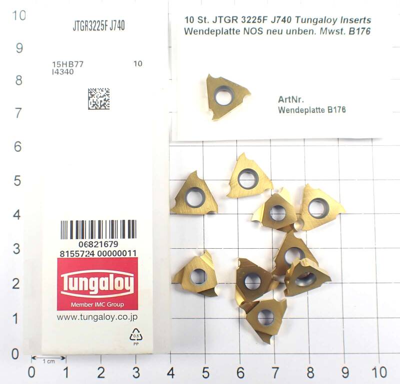 10 St. JTGR 3225F J740 Tungaloy Inserts Wendeplatte NOS neu unben.  . B176