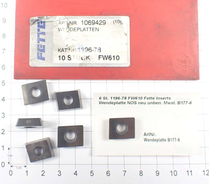 6 St. 1196-78 FW610 Fette Inserts Wendeplatte NOS neu unben.  . B177-6