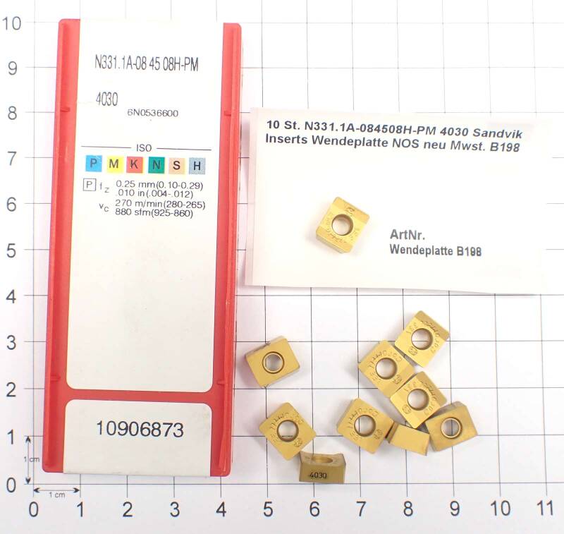 10 St. N331.1A-084508H-PM 4030 Sandvik Inserts Wendeplatte NOS neu  . B198