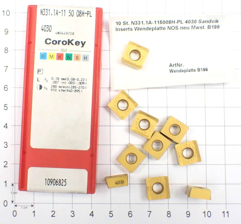 10 St. N331.1A-115008H-PL 4030 Sandvik Inserts Wendeplatte NOS neu  . B199