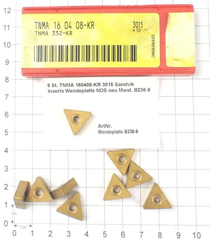 9 St. TNMA 160408-KR 3015 Sandvik Inserts Wendeplatte NOS neu  . B236-9