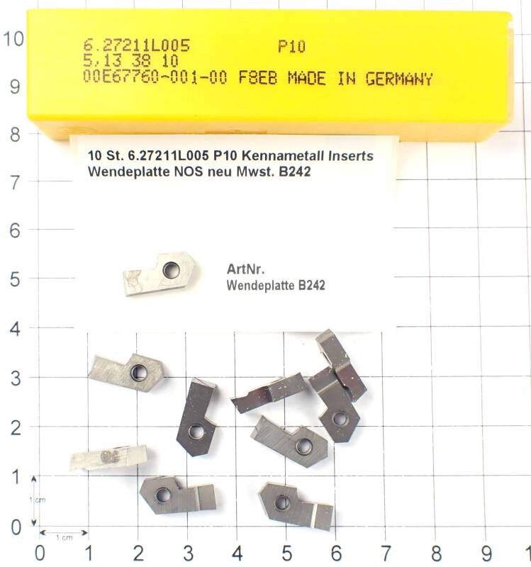 10 St. 6.27211L005 P10 Kennametall Inserts Wendeplatte NOS neu  . B242