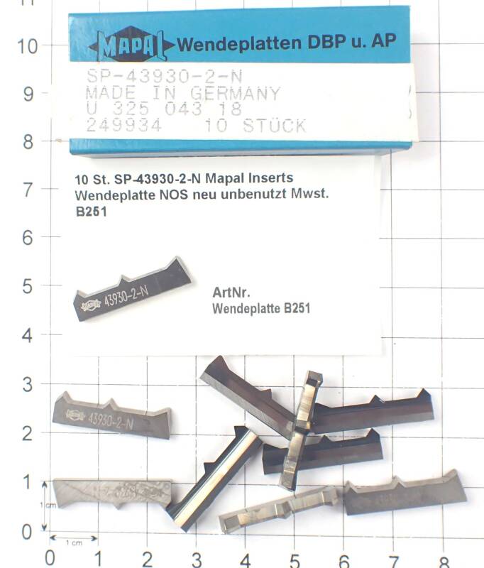 10 St. SP-43930-2-N Mapal Inserts Wendeplatte NOS neu unbenutzt  . B251