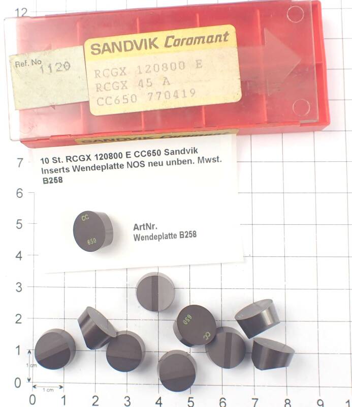 10 St. RCGX 120800 E CC650 Sandvik Inserts Wendeplatte NOS neu unben.  . B258