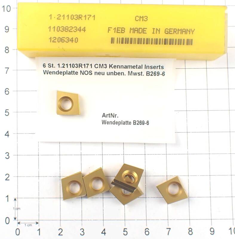 6 St. 1.21103R171 CM3 Kennametal Inserts Wendeplatte NOS neu unben.  . B269-6