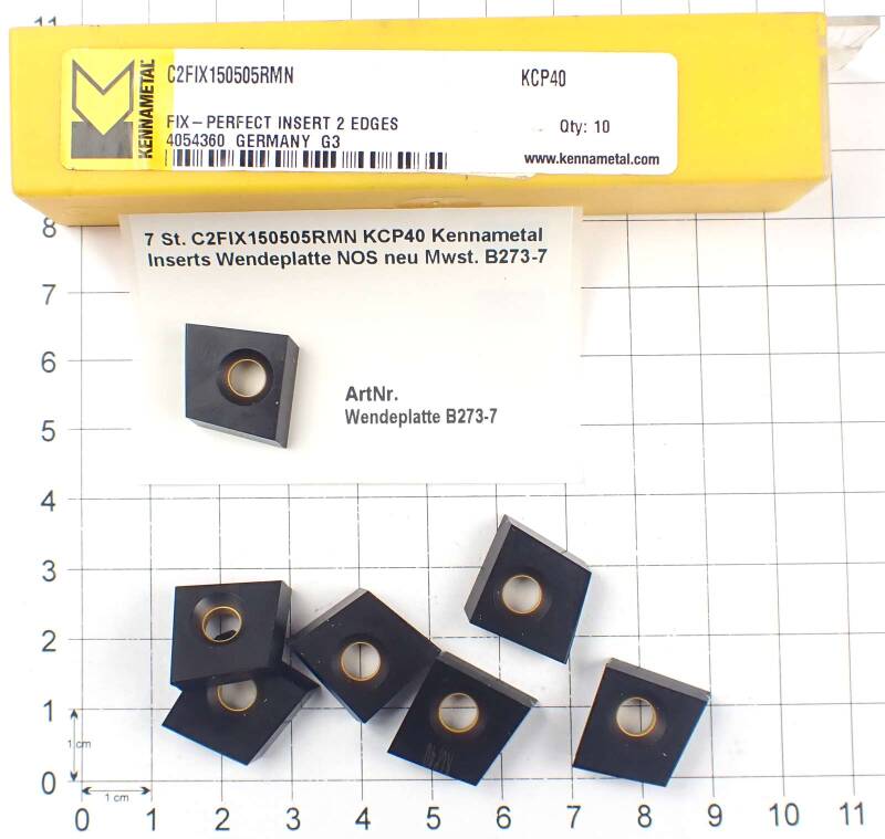 7 St. C2FIX150505RMN KCP40 Kennametal Inserts Wendeplatte NOS neu Mwst. B273-7