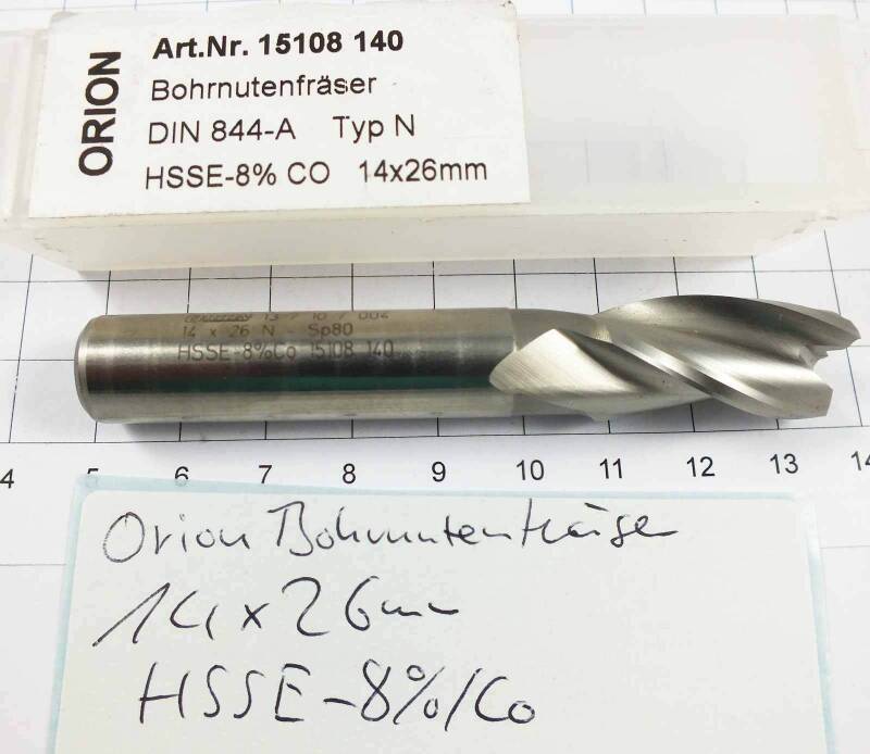Bohrnutenfräser Orion 14 x 26 mm HSSE-8%/Co Typ N DIN 844-A neu NOS X025