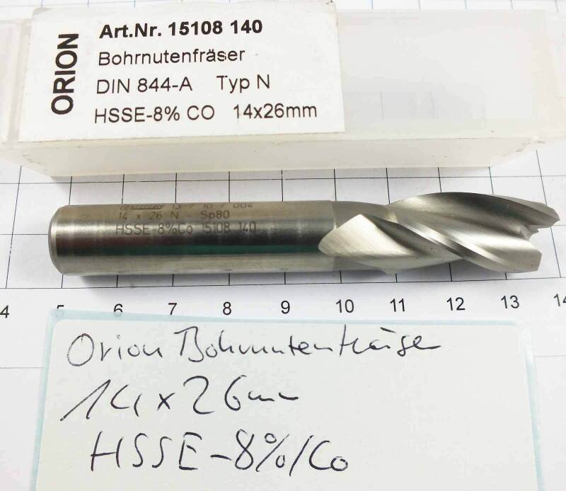 Bohrnutenfräser Orion 14 x 26 mm HSSE-8%/Co Typ N DIN 844-A neu NOS