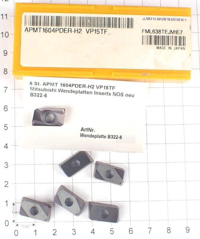 6 St. APMT 1604PDER-H2 VP15TF Mitsubishi Wendeplatten Inserts NOS neu  B322-6
