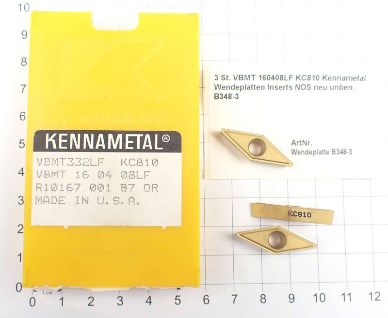 3 St. VBMT 160408LF KC810 Kennametal Wendeplatten Inserts NOS neu unben. B348-3