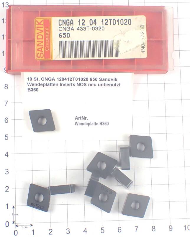 10 St. CNGA 120412T01020 650 Sandvik Wendeplatten Inserts NOS neu unbenutzt B360