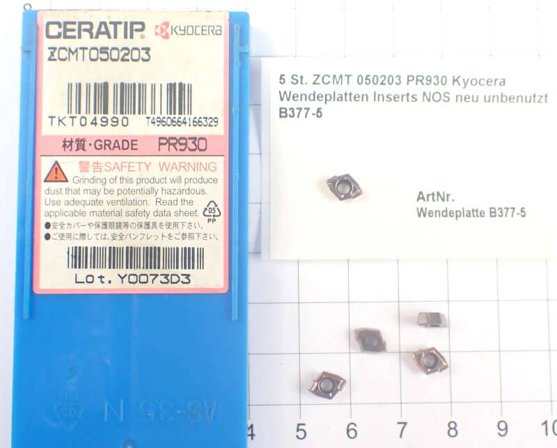 5 St. ZCMT 050203 PR930 Kyocera Wendeplatten Inserts NOS neu unbenutzt B377-5