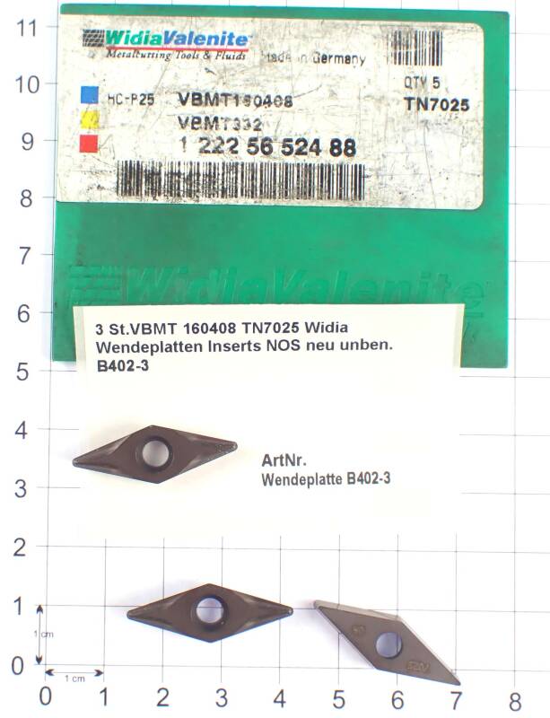 3 St.VBMT 160408 TN7025 Widia Wendeplatten Inserts NOS neu unben. B402-3