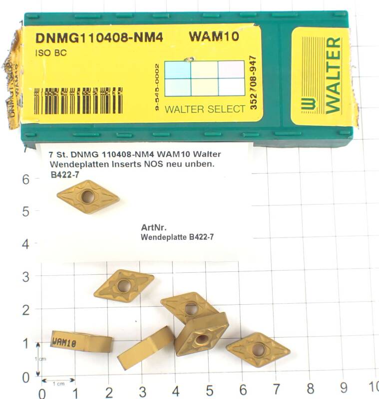 7 St. DNMG 110408-NM4 WAM10 Walter Wendeplatten Inserts NOS neu unben. B422-7
