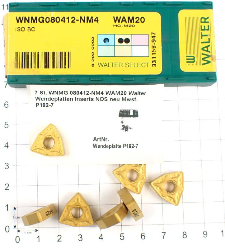 7 St. WNMG 080412-NM4 WAM20 Walter Wendeplatten Inserts NOS neu Mwst. P192-7