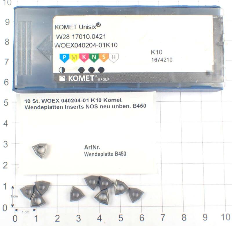 10 St. WOEX 040204-01 K10 Komet Wendeplatten Inserts NOS neu unben. B450