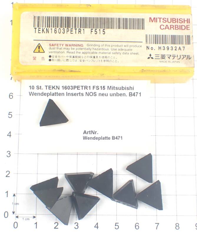 10 St. TEKN 1603PETR1 FS15 Mitsubishi Wendeplatten Inserts NOS neu unben. B471