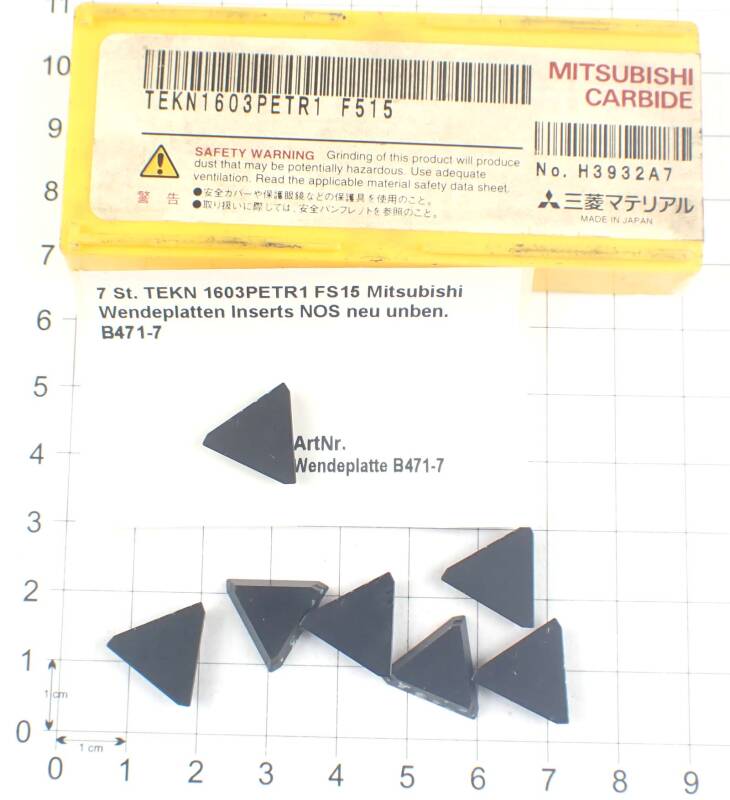 7 St. TEKN 1603PETR1 FS15 Mitsubishi Wendeplatten Inserts NOS neu unben. B471-7