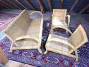 Vintage Designer Rattan Garnitur Arco Top Zustand 3-Sitzer + 2 Sessel