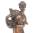 Dame mit Hund bronzierte Statue auf Holzsockel, detailreich 38 cm hoch