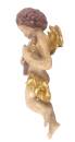 Schnitzerei Putto Engel mit Laute 31 cm hoch teilvergoldet hängend vollplastisch