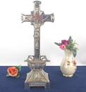 Kruzifix mit Weihwasserbehälter Metallguss ca 70er...