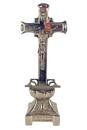 Kruzifix mit Weihwasserbehälter Metallguss ca 70er...