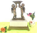 Keramik Messing/Bronze Schale getragen von 2 Engeln...