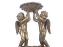Keramik Messing/Bronze Schale getragen von 2 Engeln gemarkt sehr selten