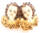 kleine Engelsköpfe Puttenschnitzerei bemalt, mit Goldflügeln 13,5 cm breit