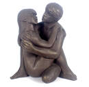 schwere Skulptur verliebtes Paar Kunststein bronziert 6...