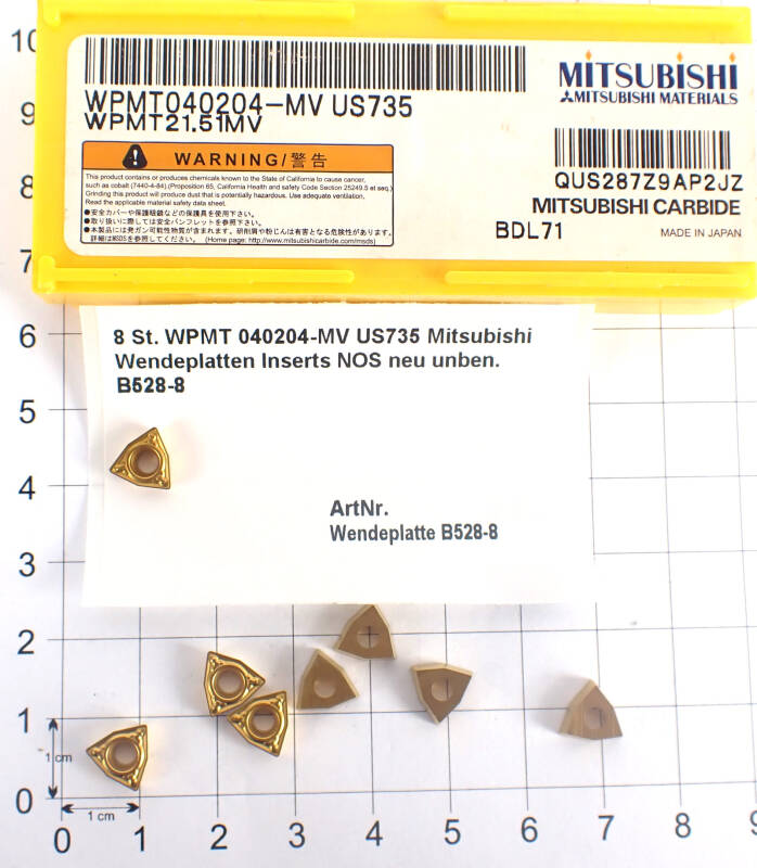 8 St. WPMT 040204-MV US735 Mitsubishi Wendeplatten Inserts NOS neu unben. B528-8