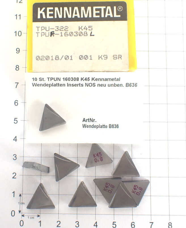 10 St. TPUN 160308 K45 Kennametal Wendeplatten Inserts NOS neu unben. B636
